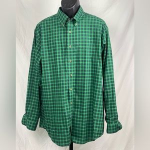 Mens LL Bean Button Down Shirt Size XL Plaid Green & Blue